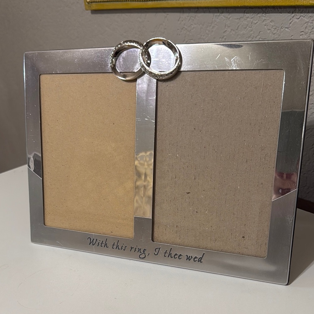 Silver Double Photo Frame with Rings